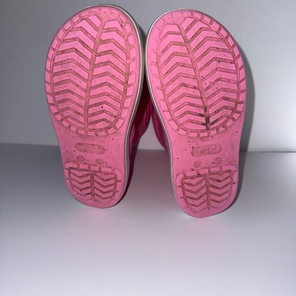 CROCS Pink Rain Boots Kids J 1 play condition dmg - Picture 7 of 12